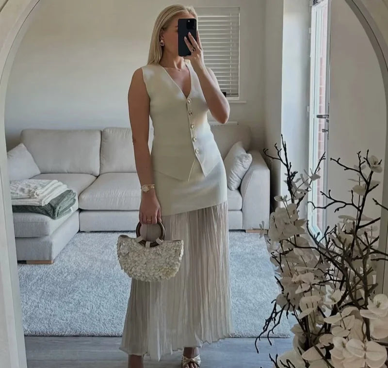 Chaleco de punto sin mangas para mujer