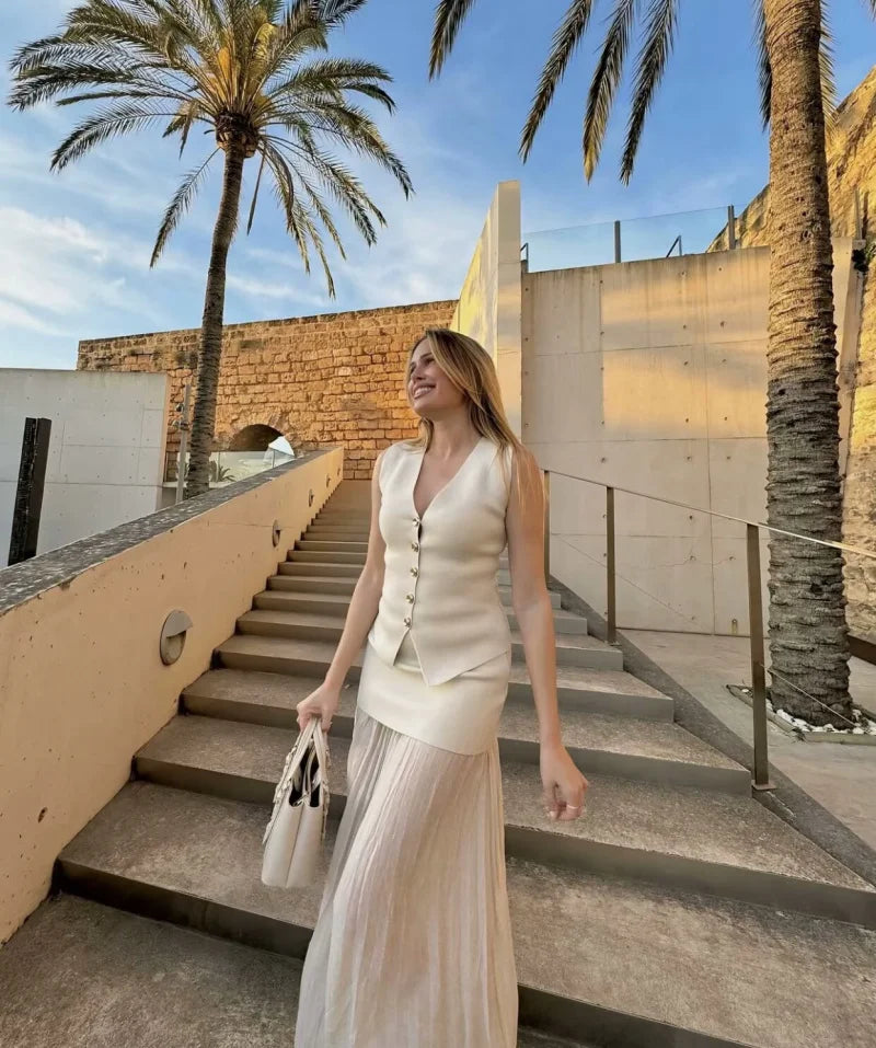 Chaleco de punto sin mangas para mujer