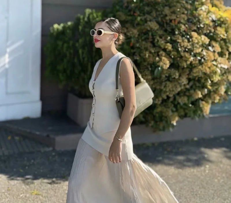 Chaleco de punto sin mangas para mujer