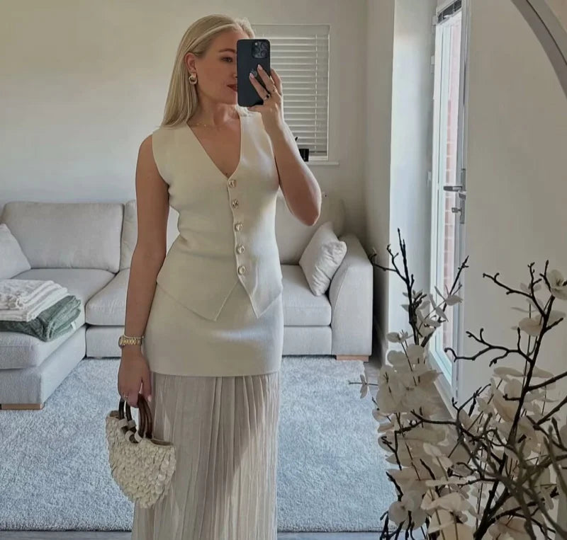 Chaleco de punto sin mangas para mujer