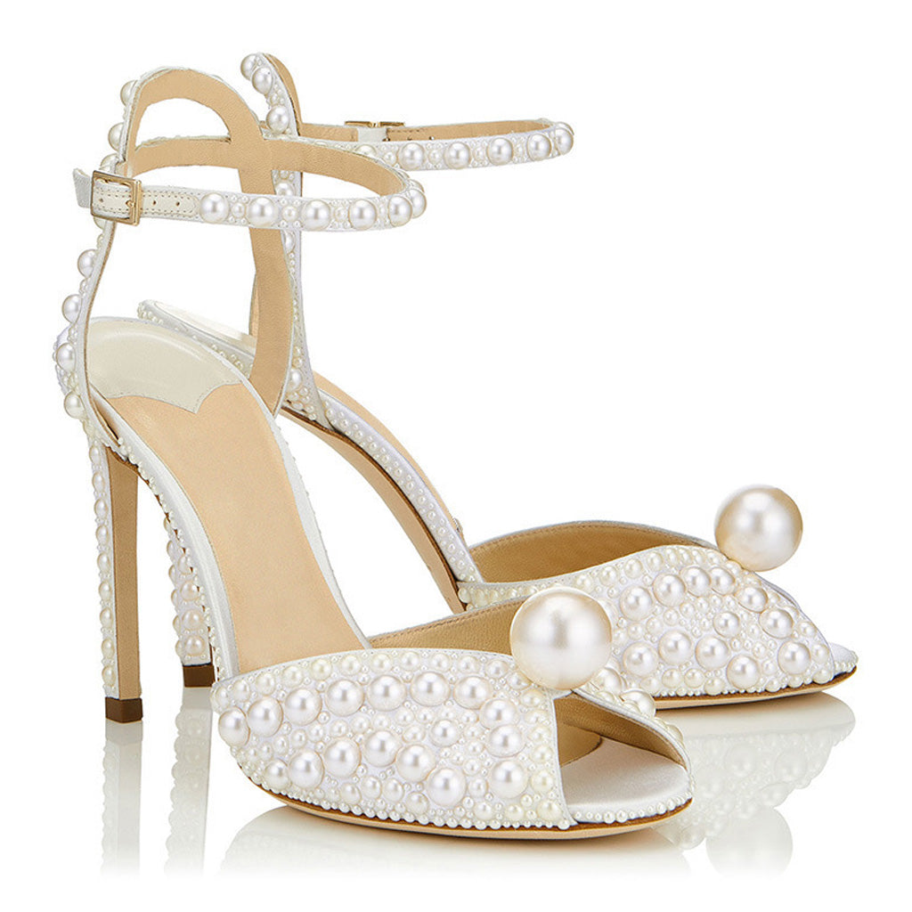 Elegant Pearl Stiletto Sandals